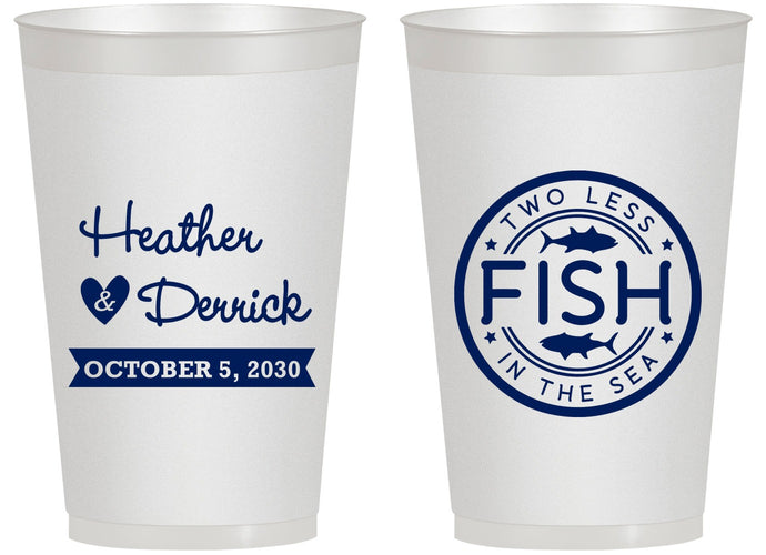 Personalized Wedding 14 oz Frosted Cups - Two Less Fish In The Sea | 420