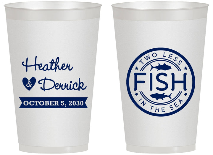Personalized Wedding 14 oz Frosted Cups - Two Less Fish In The Sea | 420