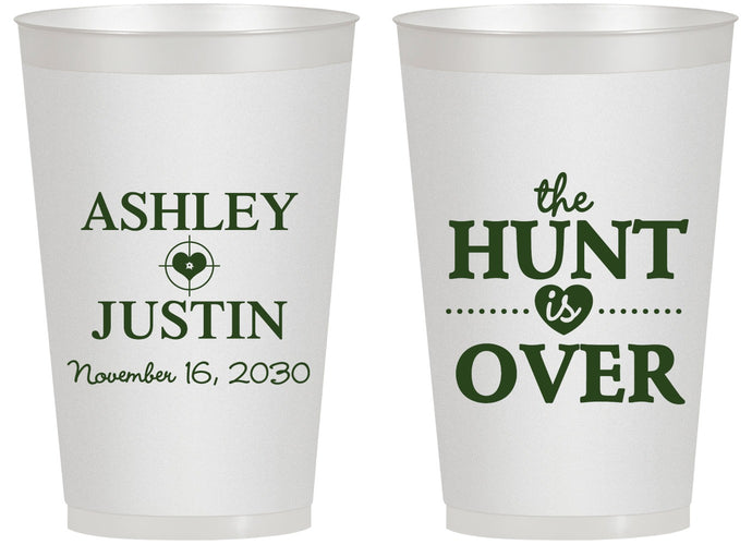 Personalized Wedding 14 oz Frosted Cups - The Hunt Is Over | 422