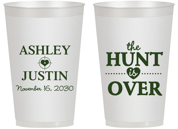 Personalized Wedding 14 oz Frosted Cups - The Hunt Is Over | 422