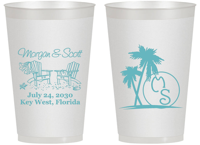 Personalized Wedding 14 oz Frosted Cups - Beach | 423
