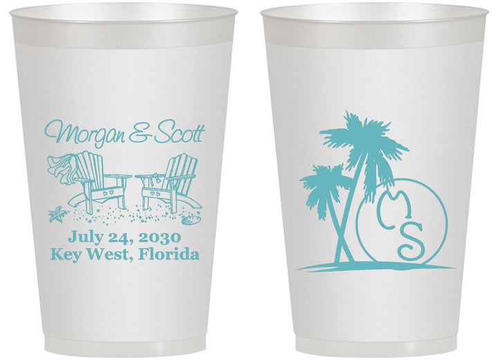 Personalized Wedding 14 oz Frosted Cups - Beach | 423