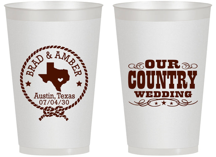 Personalized Wedding 14 oz Frosted Cups - Country Texas | 424