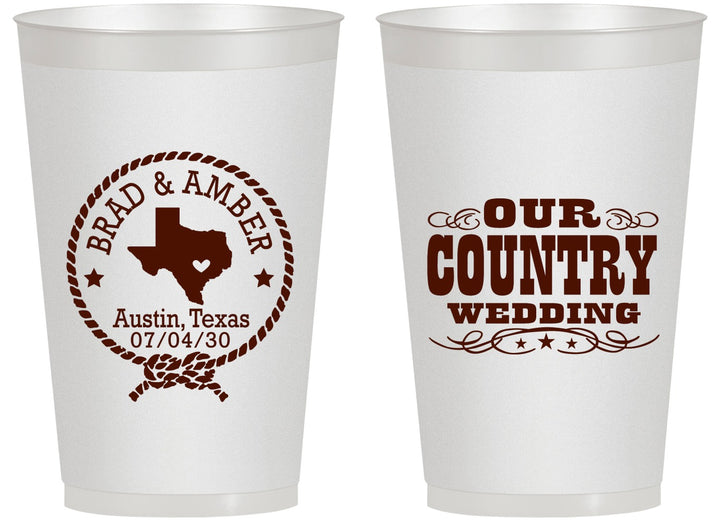 Personalized Wedding 14 oz Frosted Cups - Country Texas | 424