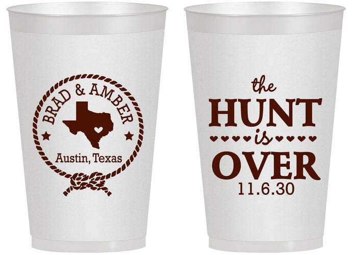 Personalized Wedding 14 oz Frosted Cups - The Hunt Is Over | 426