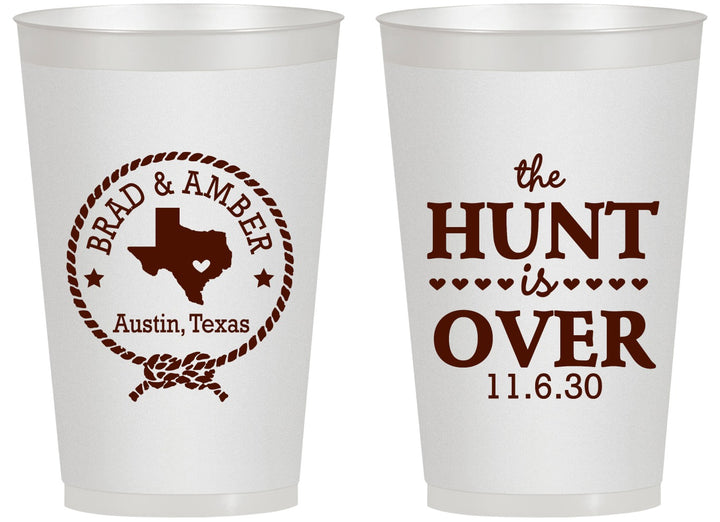 Personalized Wedding 14 oz Frosted Cups - The Hunt Is Over | 426