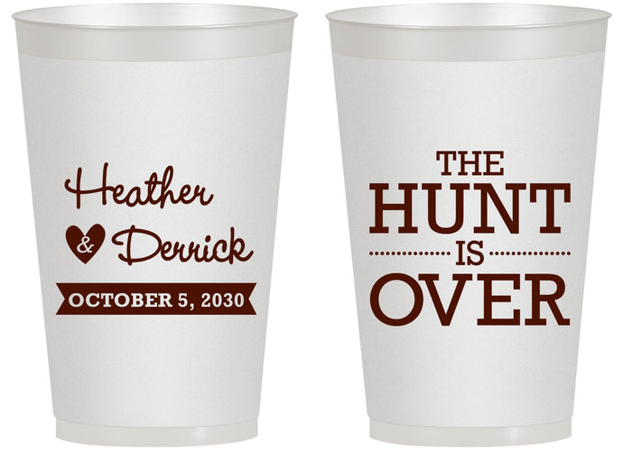 Personalized Wedding 14 oz Frosted Cups - The Hunt Is Over | 427