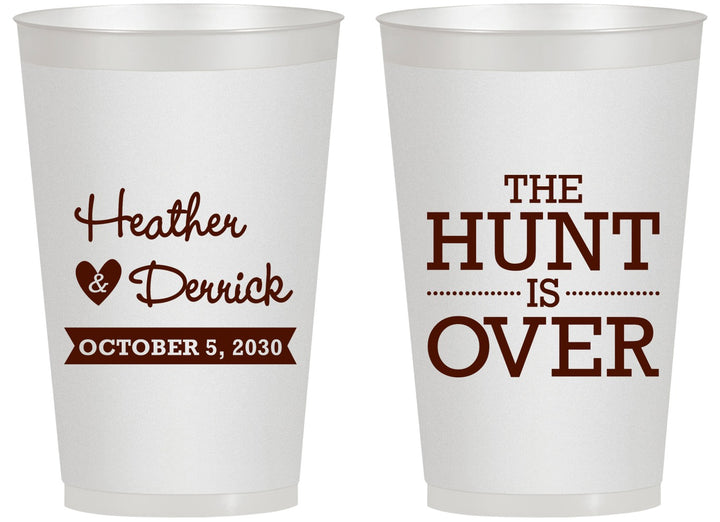 Personalized Wedding 14 oz Frosted Cups - The Hunt Is Over | 427