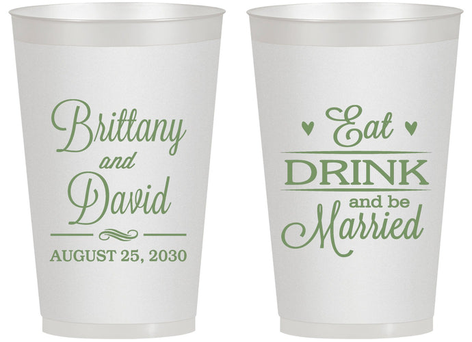 Personalized Wedding 14 oz Frosted Cups - Eat Drink Be Married | 430