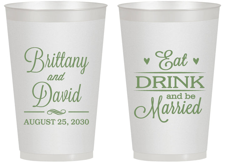 Personalized Wedding 14 oz Frosted Cups - Eat Drink Be Married | 430