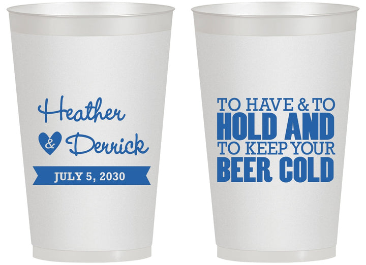 Personalized Wedding 14 oz Frosted Cups - To Have And To Hold | 431