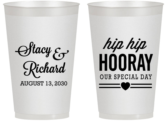 Personalized Wedding 14 oz Frosted Cups - Hip Hop Hooray | 436