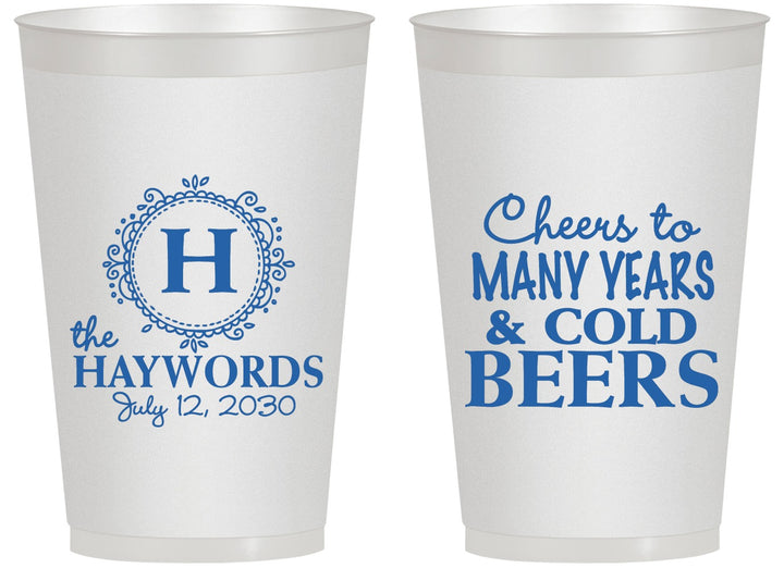 Personalized Wedding 14 oz Frosted Cups - Cheers To Cold Beers | 439