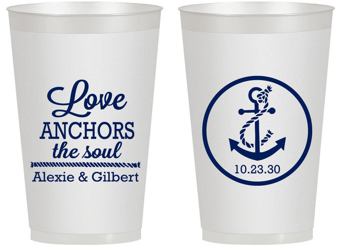 Personalized Wedding 14 oz Frosted Cups - Love Anchors The Soul | 440