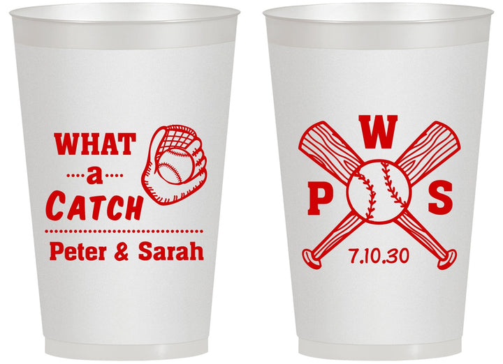 Personalized Wedding 14 oz Frosted Cups - Baseball | 443