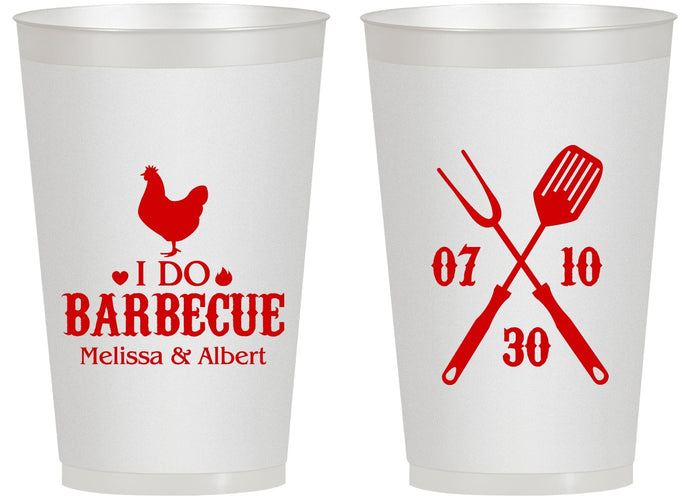 Personalized Wedding 14 oz Frosted Cups - I Do Barbecue Bbq | 445
