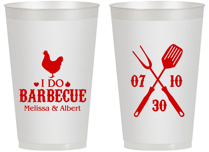 Personalized Wedding 14 oz Frosted Cups - I Do Barbecue Bbq | 445
