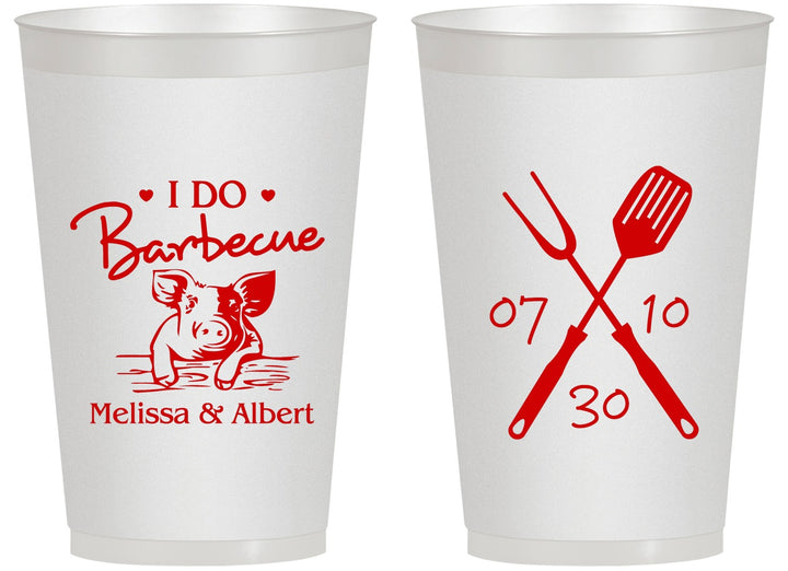 Personalized Wedding 14 oz Frosted Cups - I Do Barbecue Bbq | 446