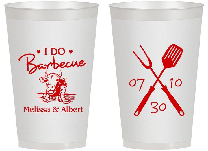 Personalized Wedding 14 oz Frosted Cups - I Do Barbecue Bbq | 447