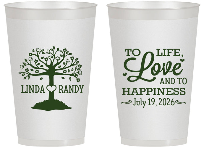 Personalized Wedding 14 oz Frosted Cups - Love And Happiness | 451
