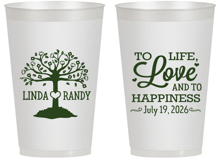 Personalized Wedding 14 oz Frosted Cups - Love And Happiness | 451