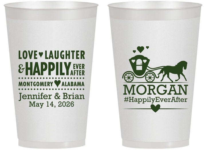 Personalized Wedding 14 oz Frosted Cups - Happily Ever After | 452
