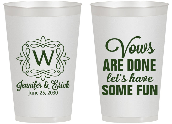 Personalized Wedding 14 oz Frosted Cups - Vows Are Done Have Fun | 460