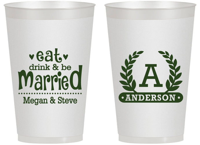 Personalized Wedding 14 oz Frosted Cups - Monogram | 464
