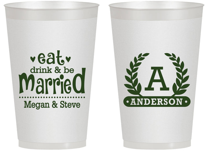 Personalized Wedding 14 oz Frosted Cups - Monogram | 464