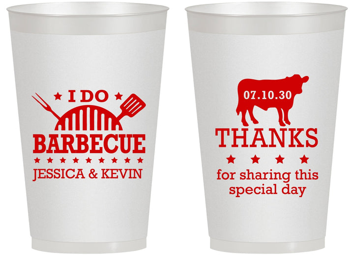 Personalized Wedding 14 oz Frosted Cups - I Do Barbecue Bbq | 468