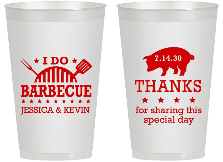 Personalized Wedding 14 oz Frosted Cups - I Do Barbecue Bbq | 470