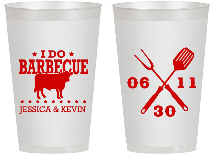 Personalized Wedding 14 oz Frosted Cups - I Do Barbecue Bbq | 471