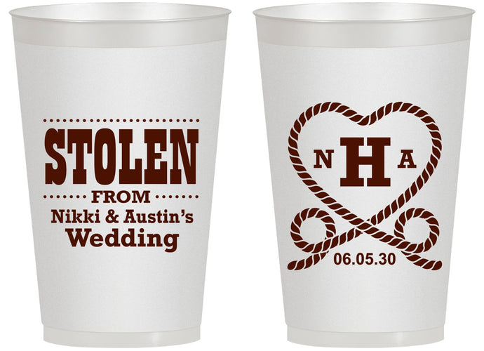 Personalized Wedding 14 oz Frosted Cups - Stolen Monogram | 474