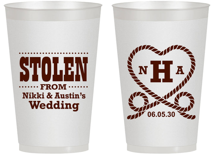 Personalized Wedding 14 oz Frosted Cups - Stolen Monogram | 474