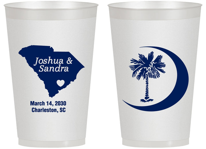 Personalized Wedding 14 oz Frosted Cups - Palmetto Tree | 475