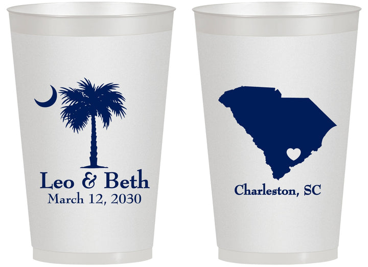 Personalized Wedding 14 oz Frosted Cups - Palmetto Tree | 476