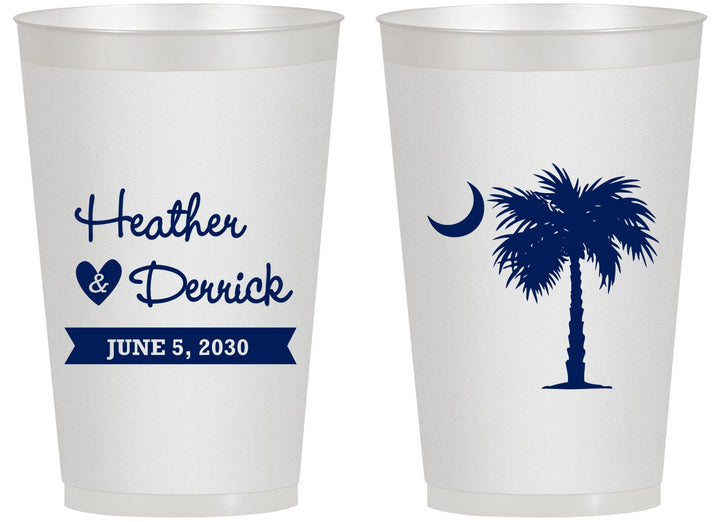 Personalized Wedding 14 oz Frosted Cups - Palmetto Tree | 477