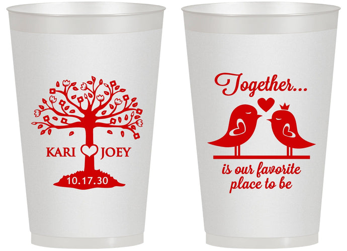 Personalized Wedding 14 oz Frosted Cups - Love Birds | 481