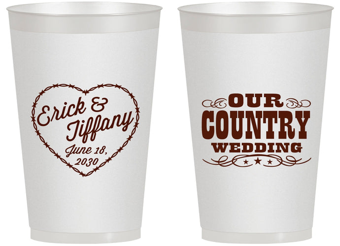Personalized Wedding 14 oz Frosted Cups - Country Wedding | 484