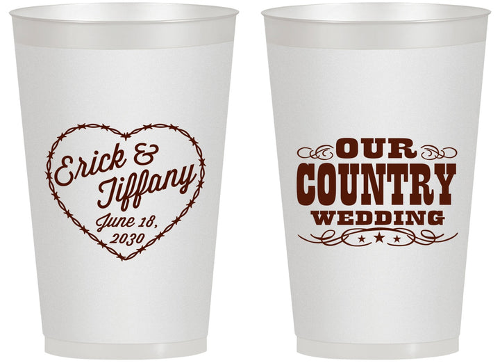 Personalized Wedding 14 oz Frosted Cups - Country Wedding | 484