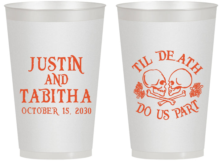 Personalized Wedding 14 oz Frosted Cups - Til Death Do Us Part | 485