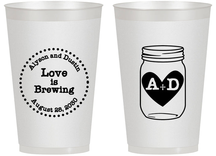 Personalized Wedding 14 oz Frosted Cups - Love Is Brewing | 486