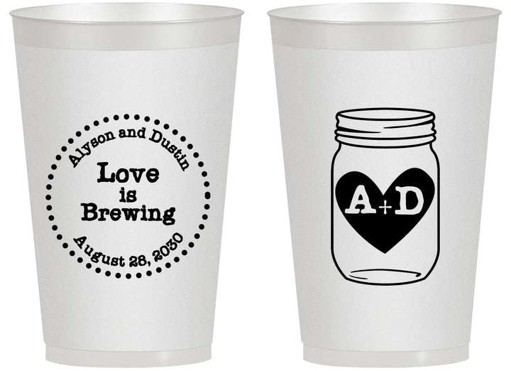 Personalized Wedding 14 oz Frosted Cups - Love Is Brewing | 486