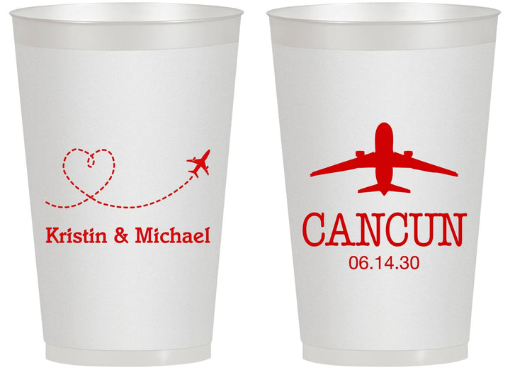 Personalized Wedding 14 oz Frosted Cups - Destination | 492