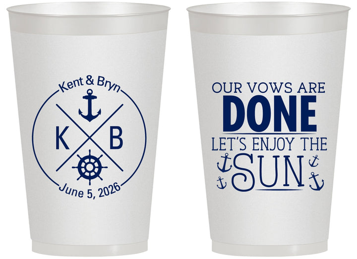 Personalized Wedding 14 oz Frosted Cups - Nautical | 495