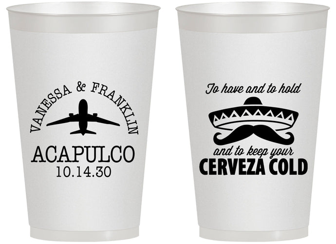 Personalized Wedding 14 oz Frosted Cups - Destination | 496