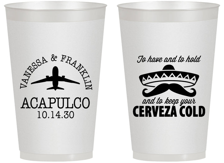 Personalized Wedding 14 oz Frosted Cups - Destination | 496