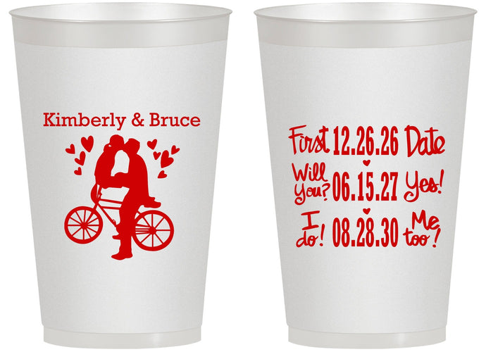 Personalized Wedding 14 oz Frosted Cups - First Date Will You I Do | 497