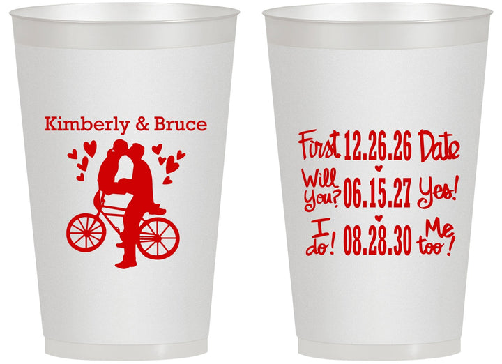 Personalized Wedding 14 oz Frosted Cups - First Date Will You I Do | 497