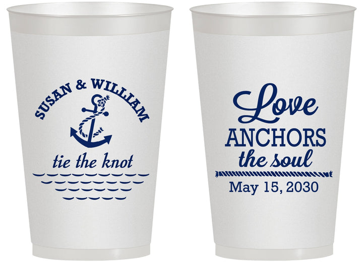 Personalized Wedding 14 oz Frosted Cups - Love Anchors The Soul | 498